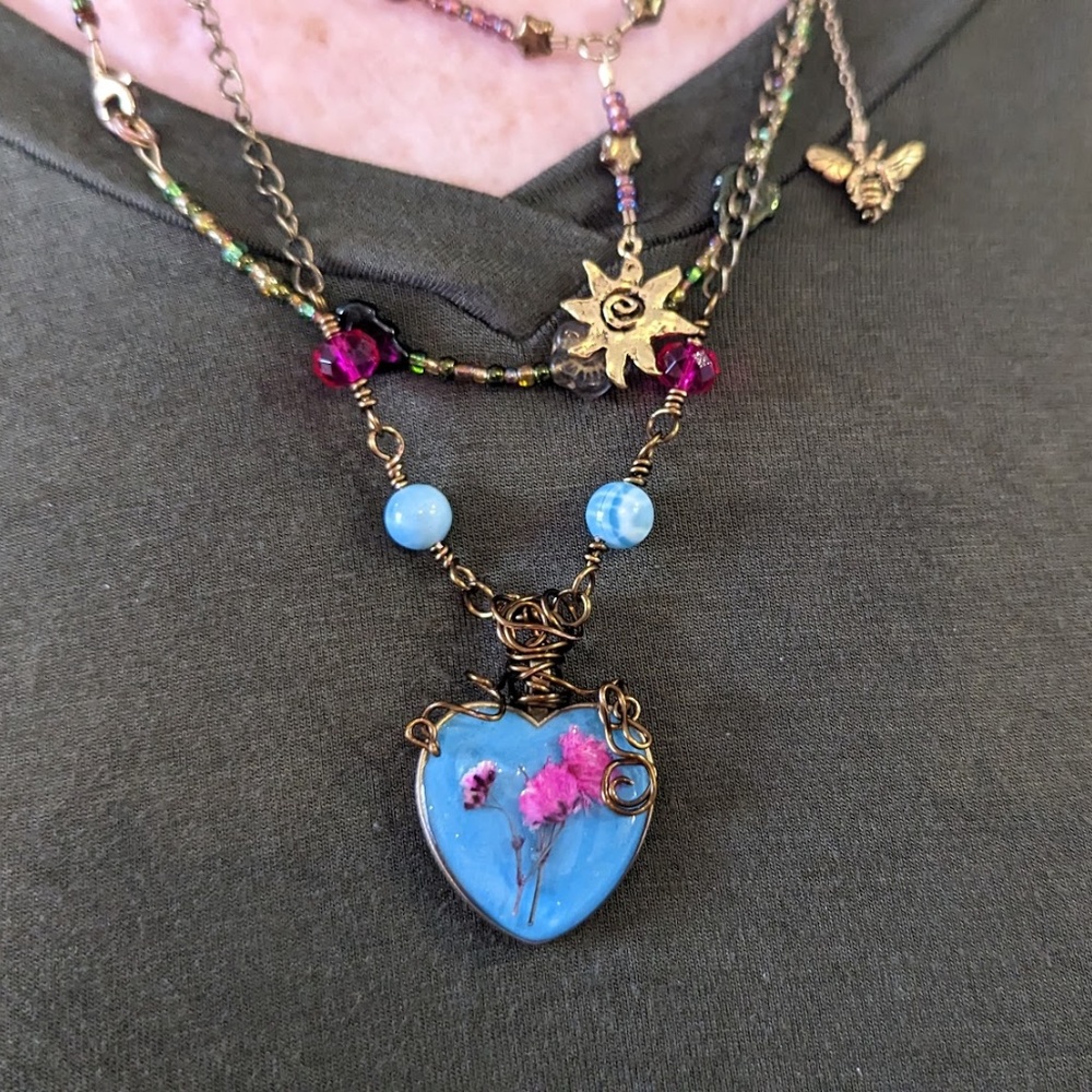 Pressed flower necklace